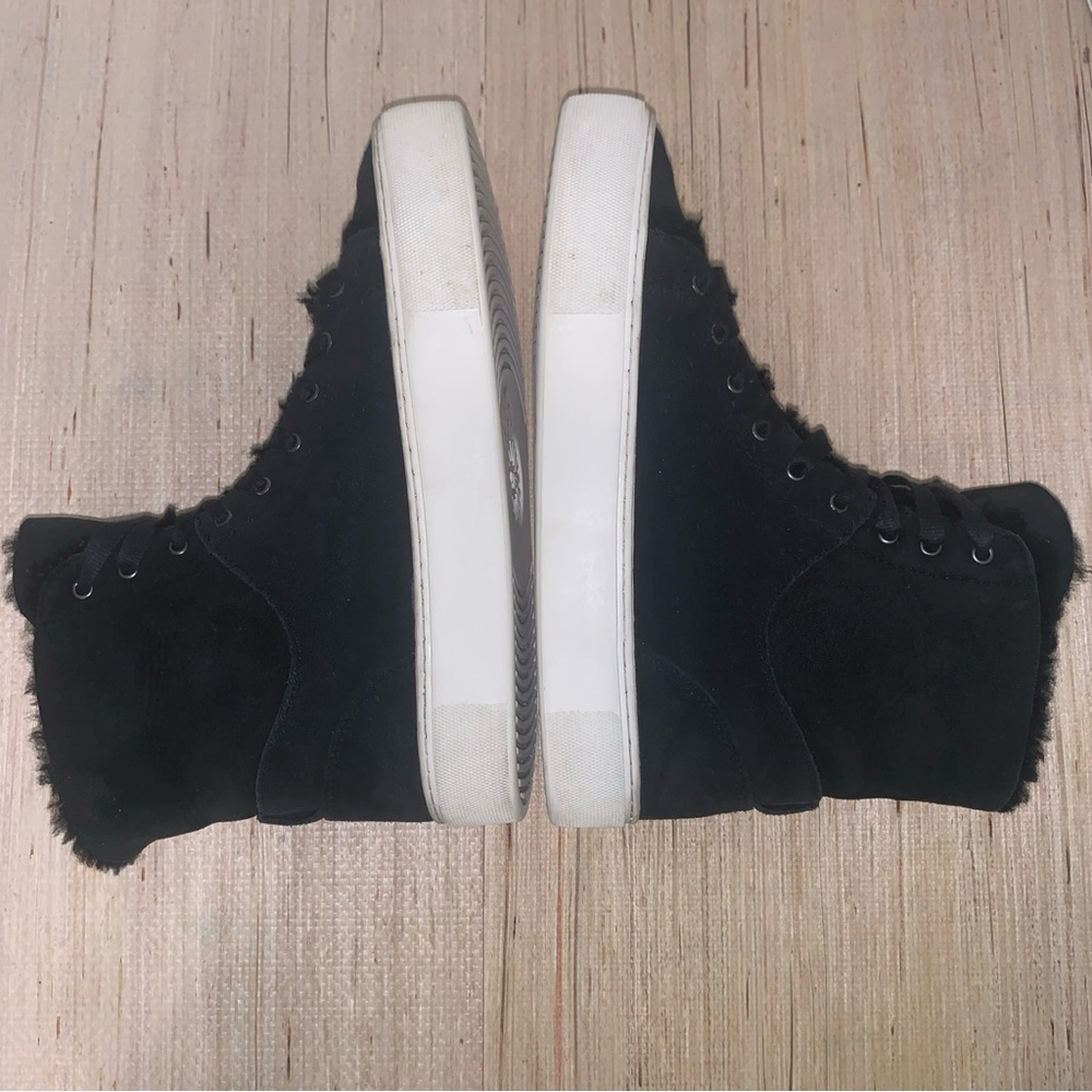 Ugg Beven Black Suede Fur Sheerling Lined high top Sneakers Women’s  8 lace up - Picture 7 of 16